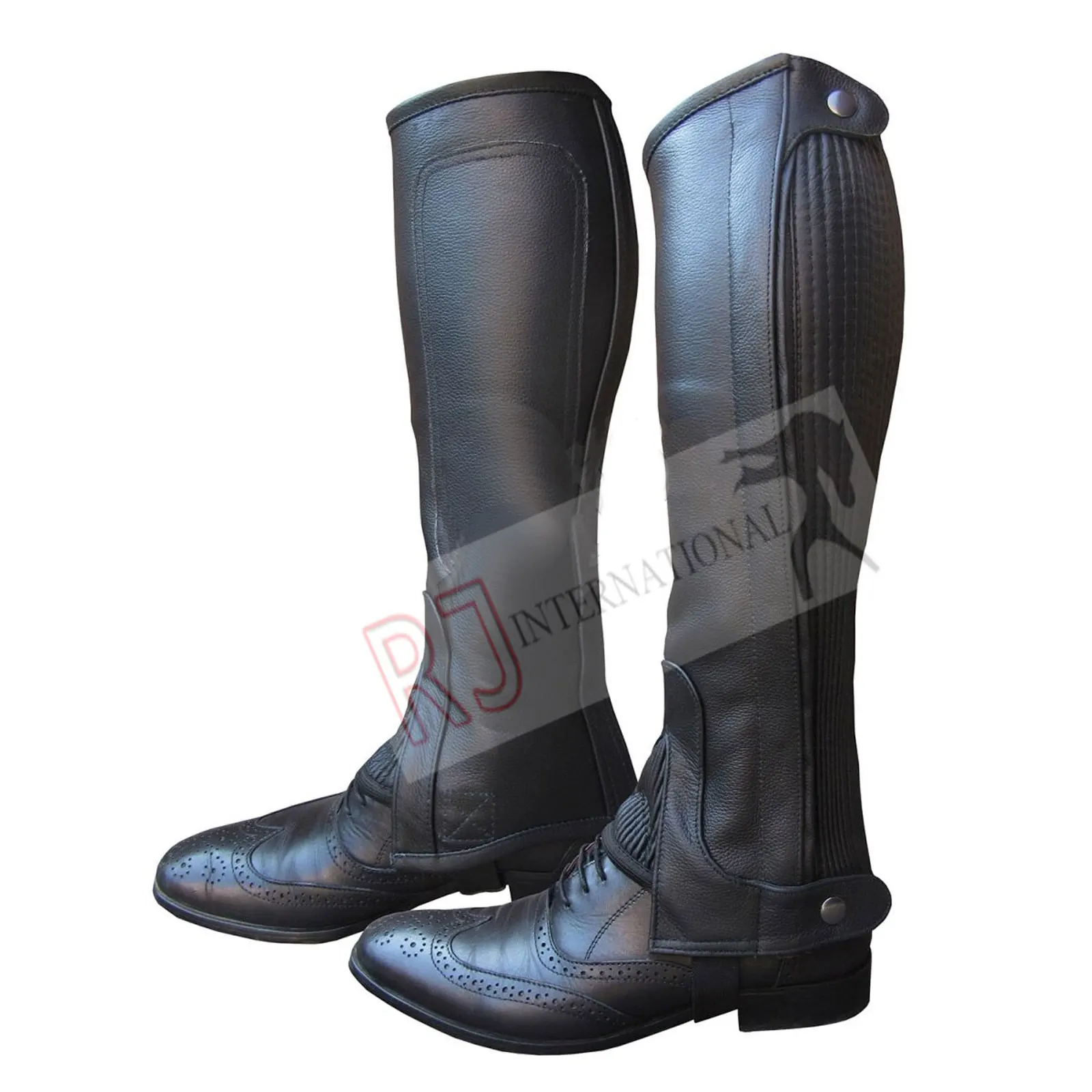 ADULTS HORSE RIDING PREMIUM QUALITY LEATHER   BLACK BROWN HALF CHAPS GLOVES S - XL By Riaz Jamal Intel