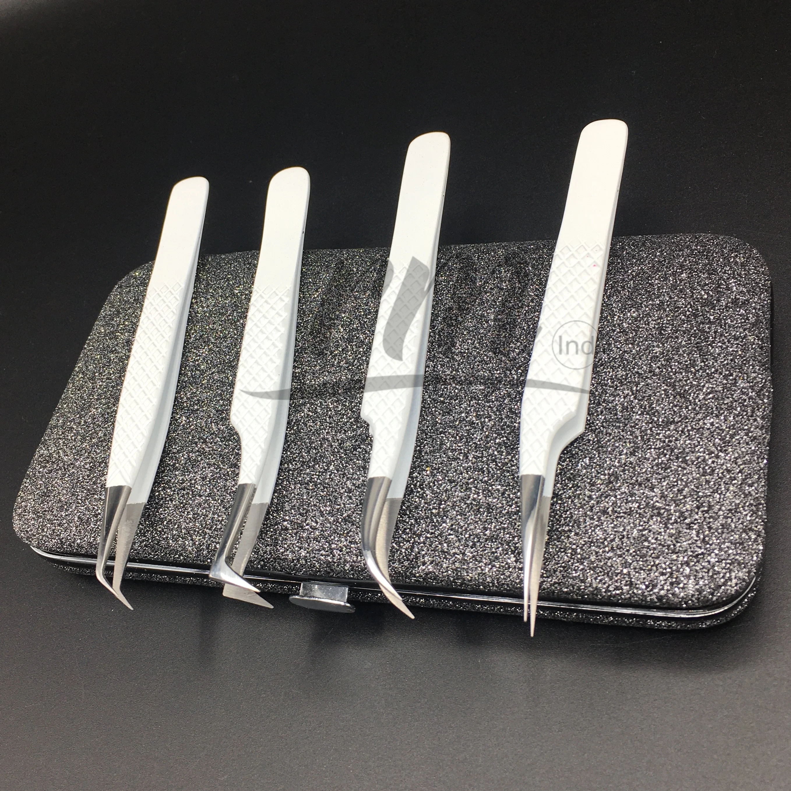 Пинцет для ресниц с индивидуальным логотипом белый пинцет из серебристой нержавеющей стали высшего качества принимаем образцы