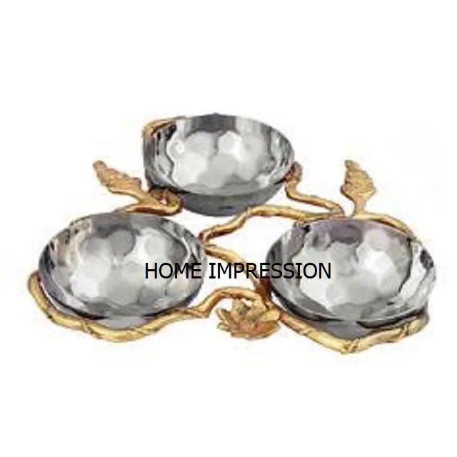 Most Designer Indian Metal World Gold And Silver Shiny Luxury Bowls Dinnerware chocolate bowl Home Usage Bowls For Best Price