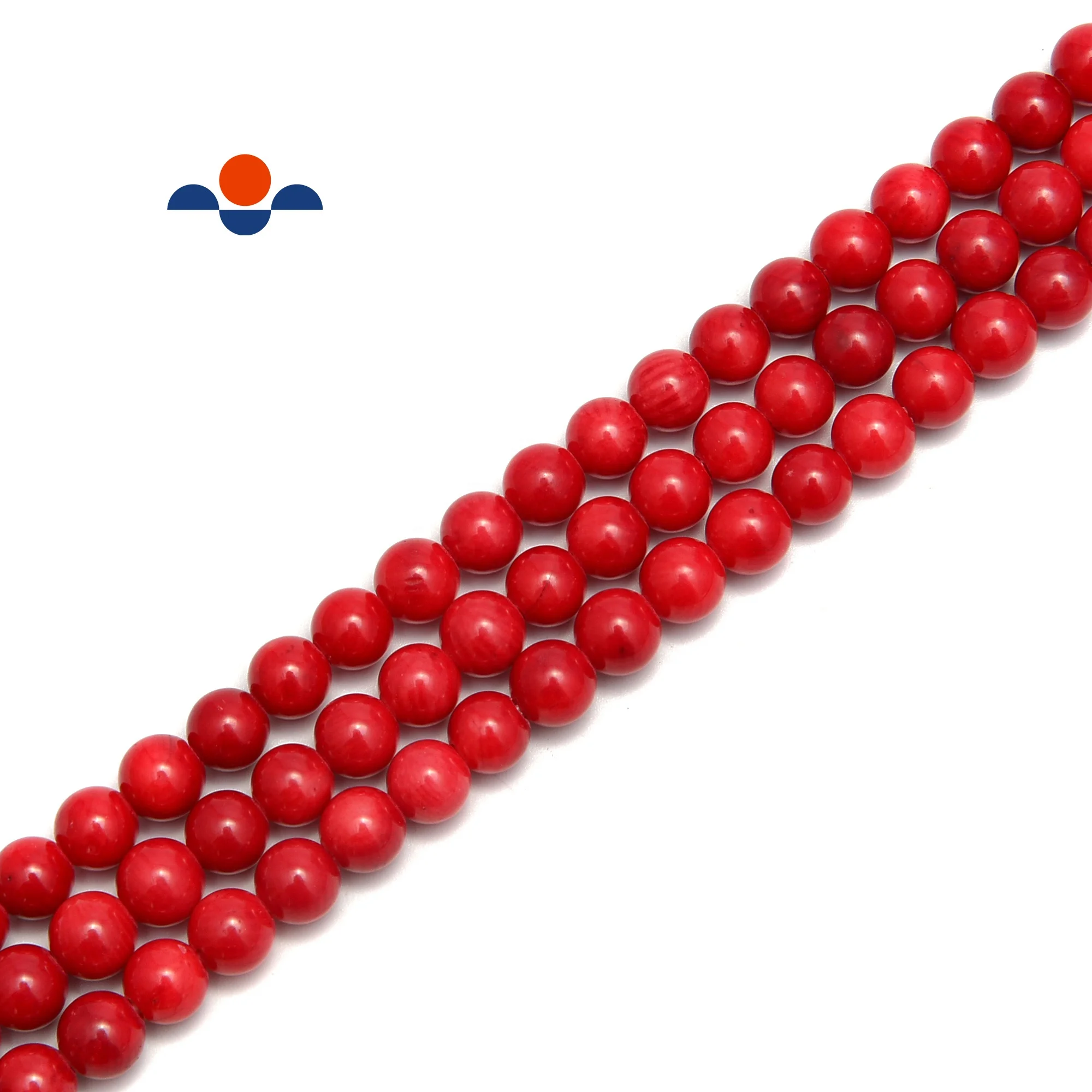 Top Quality 8mm 2.0mm Large Hole Red Coral Smooth Round Gemstone Loose Beads for Jewelry Making