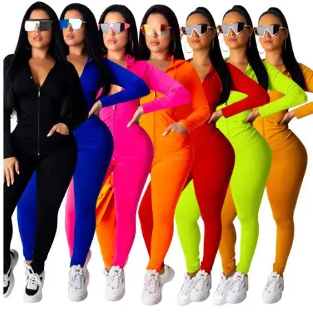 Wholesale slim fitted Women Two Piece Sets Outfits Long Sleeve Crop tracksuit for women ladies gym tracksuits women fitness wear