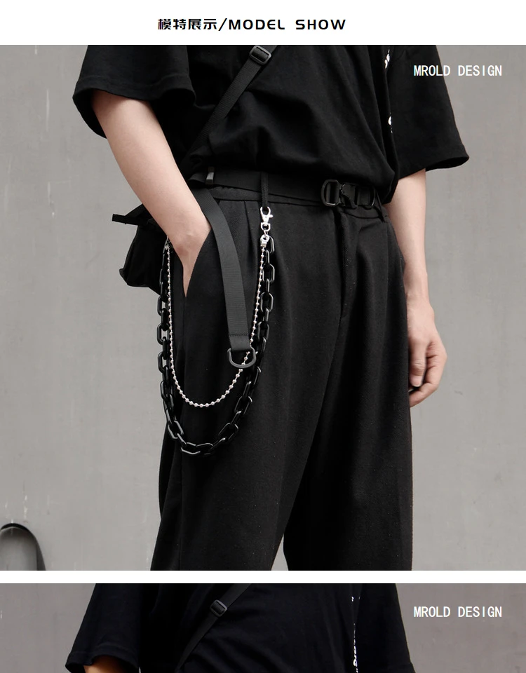 2020 wholesale double layer  hihop neon acrylic chian jean chains for men