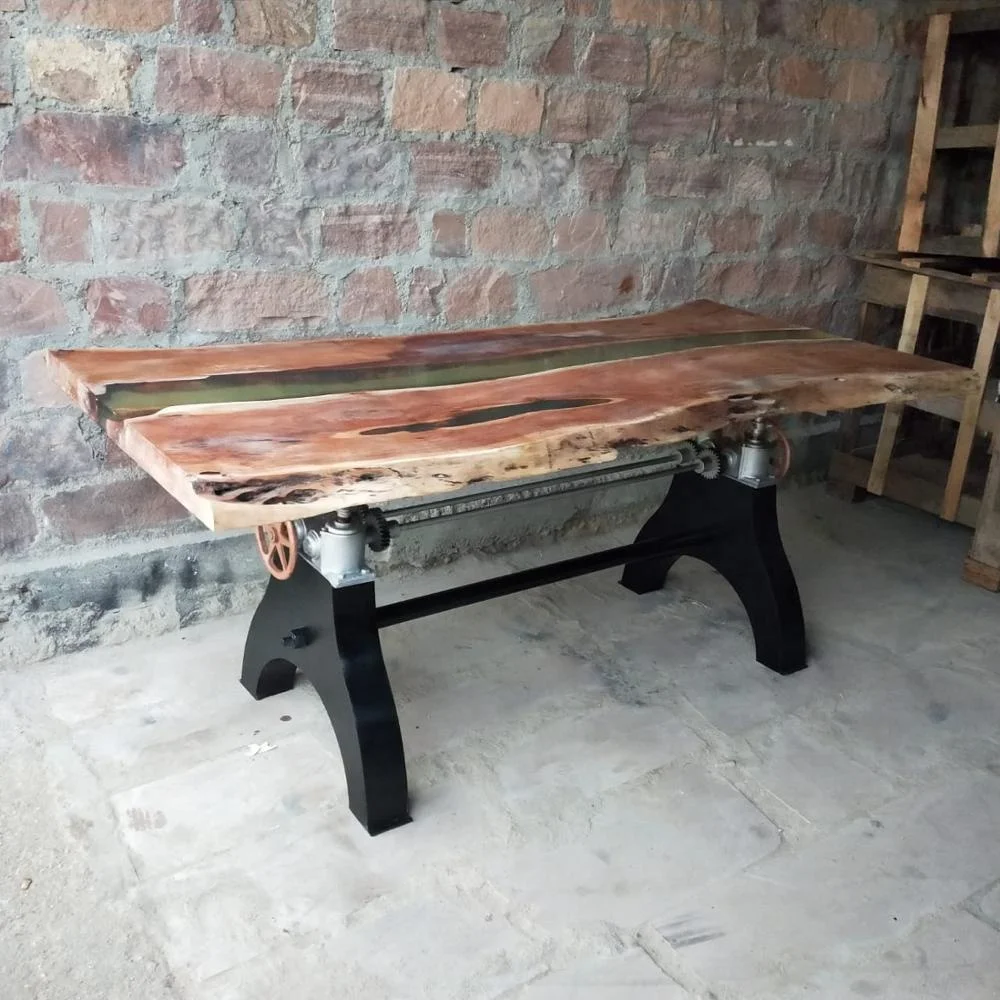 Vintage Industrial HURE Crank Table, HURE Crank Table Base Dining Room Furniture Home Furniture Metal Antique Iron T/T 30%/70%