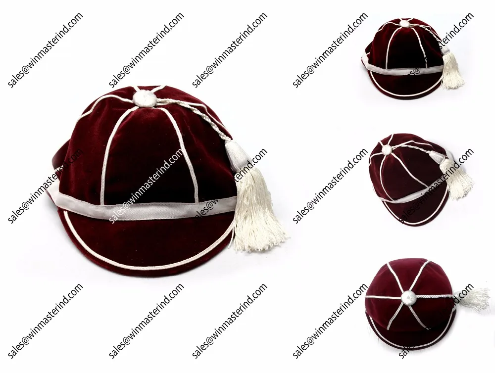 Custom Baggy Cricket -Caps, honours -caps Yellow & black with Silver braid and tassel