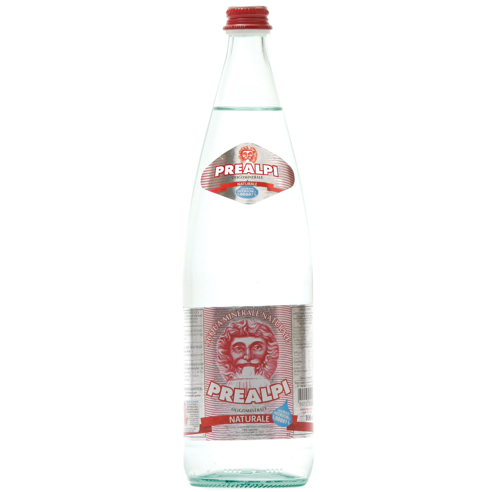 
100% PURE Mineral Water Mountain Source cl. 100 Prealpi glass bottle STILL water 