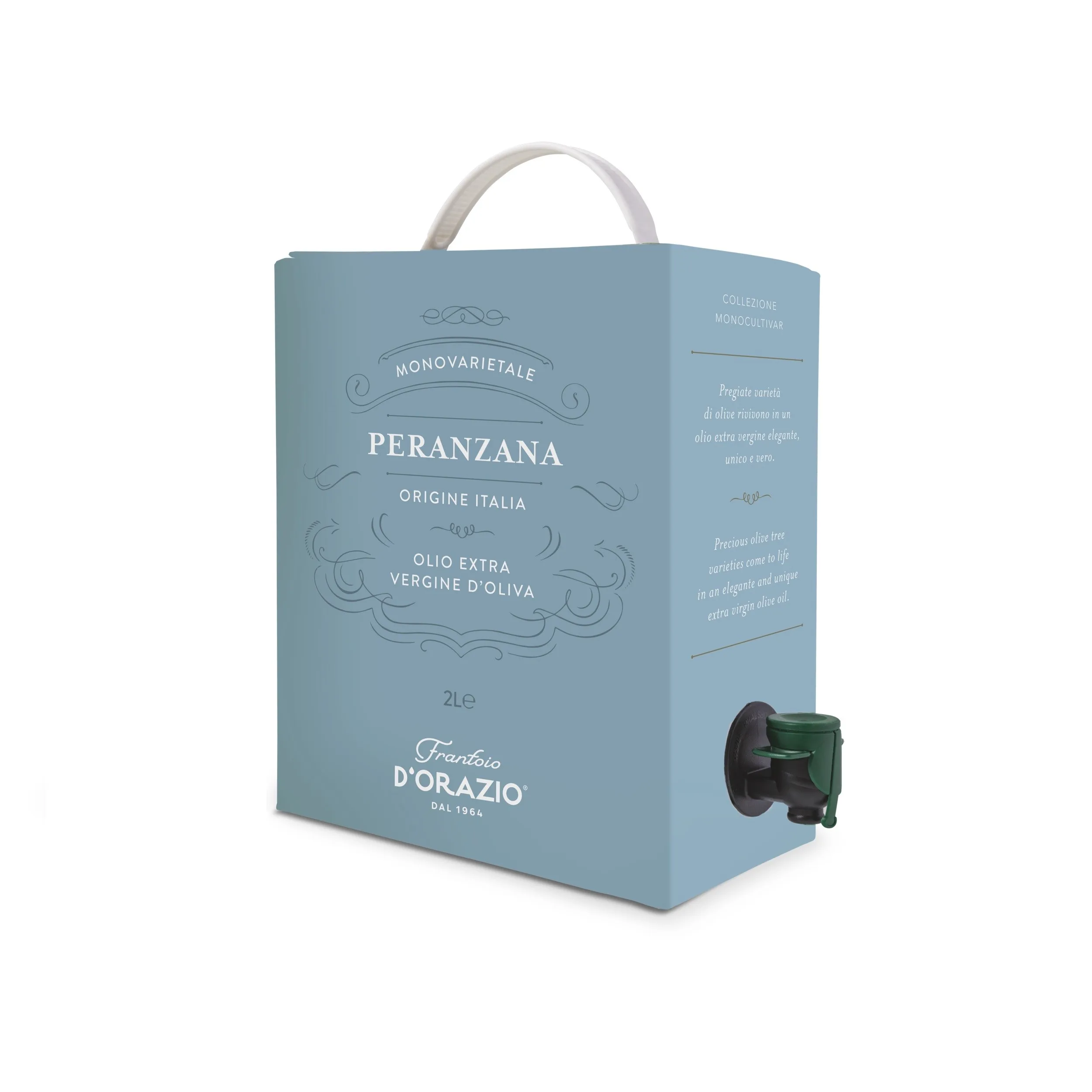 Italian premium extra virgin olive oil Monocultivar Collection PERANZANA 2 L bag in box