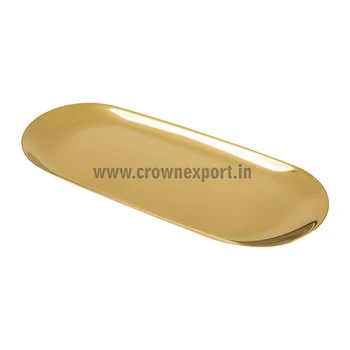 Best Price Custom-Size Copper Hammered Serving Tray with Iron Rectangular Platter TPR Powder Coated Brass Handles Coffee Serving