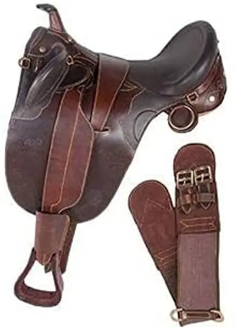 Handmade Genuine Leather Horse Saddlery australian stock saddle with horn