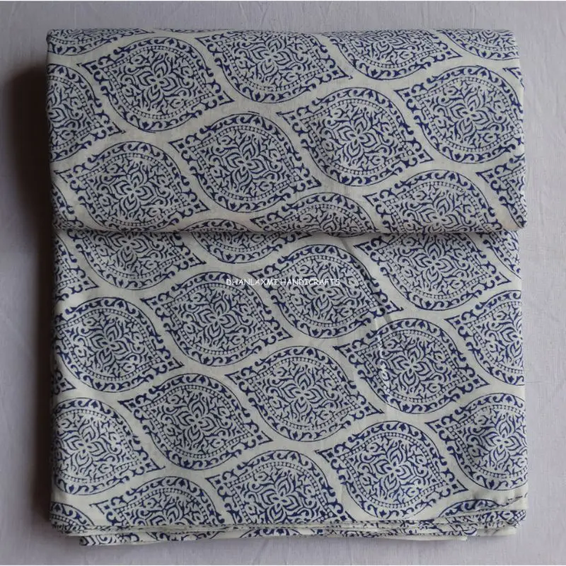 Indian White Dress Material Floral Hand Block Wholesale Running Fabric 100% Cotton Printed