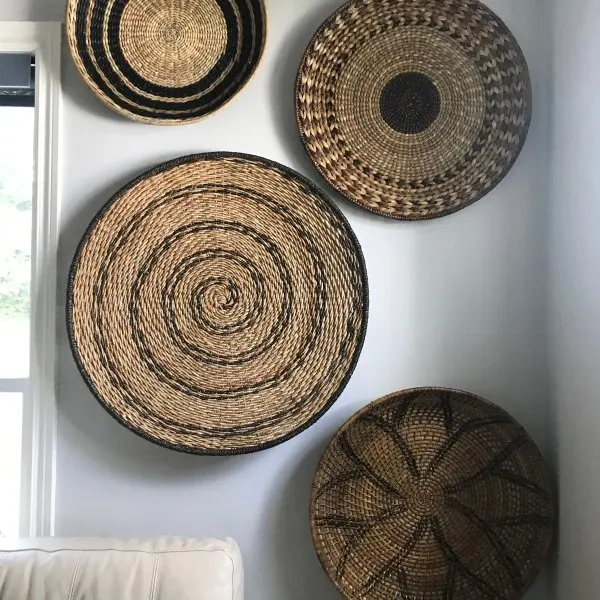 Hot sale Set of 4 Seagrass Woven Wall Plate/ Wall Hanging Decoration Hanging