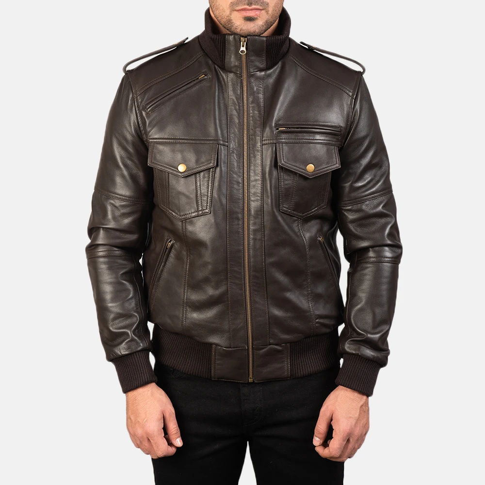 Latest Product Custom Design & Logo 100% Original Leather Jacket Men Bikers Leather Jacket Brown Color Latest Fashion Jacket