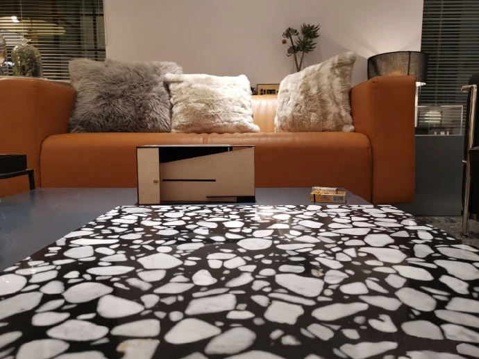 Epoxy resin terrazzo black terrazzo slabs artificial stone table, countertop and floor for indoor decoration