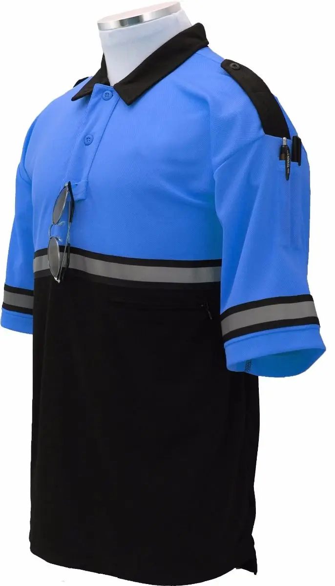 
Two Tone Security Bike Patrol Shirt with Reflective Stripes and Zipper Pocket 
