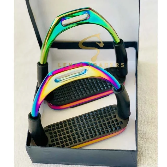 
Rainbow Stirrups, Multi Color Flexi Horse Stirrups 