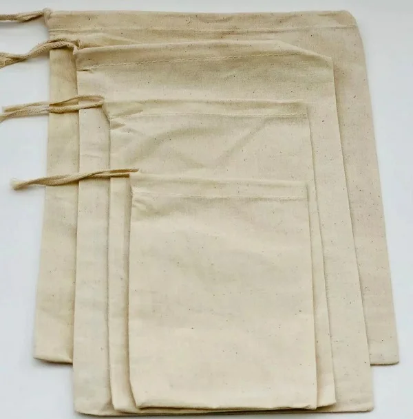Muslin cotton drawstring bag
