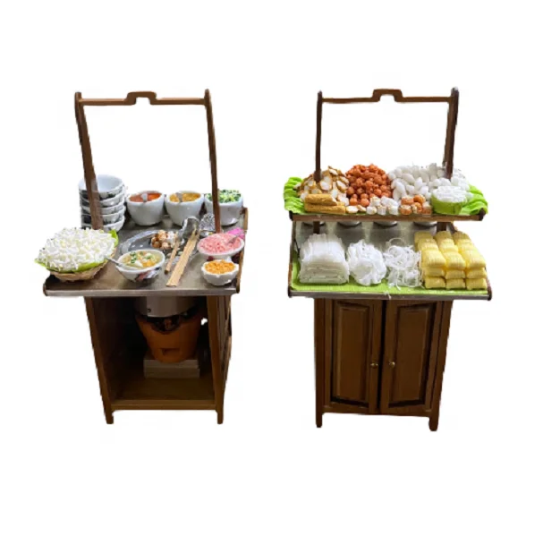 The Premium Miniature Clay Crafts with Creativity of Antique Noodle Shop Design Size M Made in Thailand