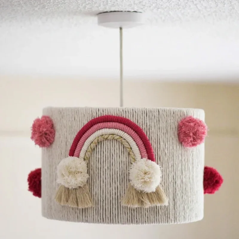 Hot Selling Baby Girl Nursery Room Rainbow Macrame Lampshade Ceiling Light