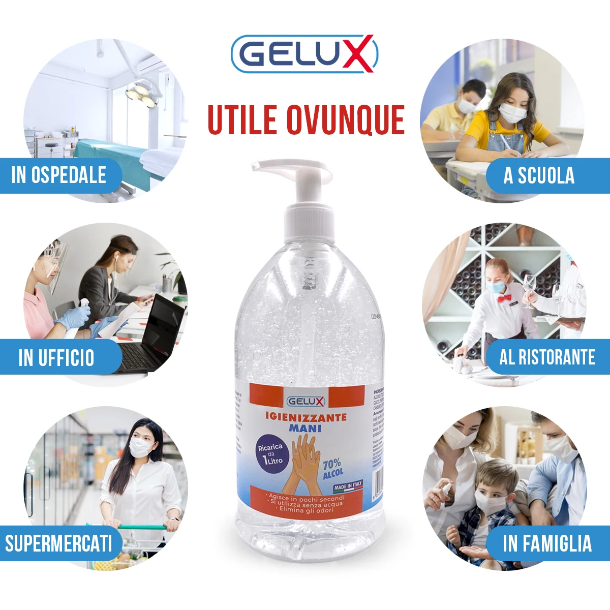best quality Italian hand portable cleaning perfume scent gel alcohol gelux 1lt export wholesale