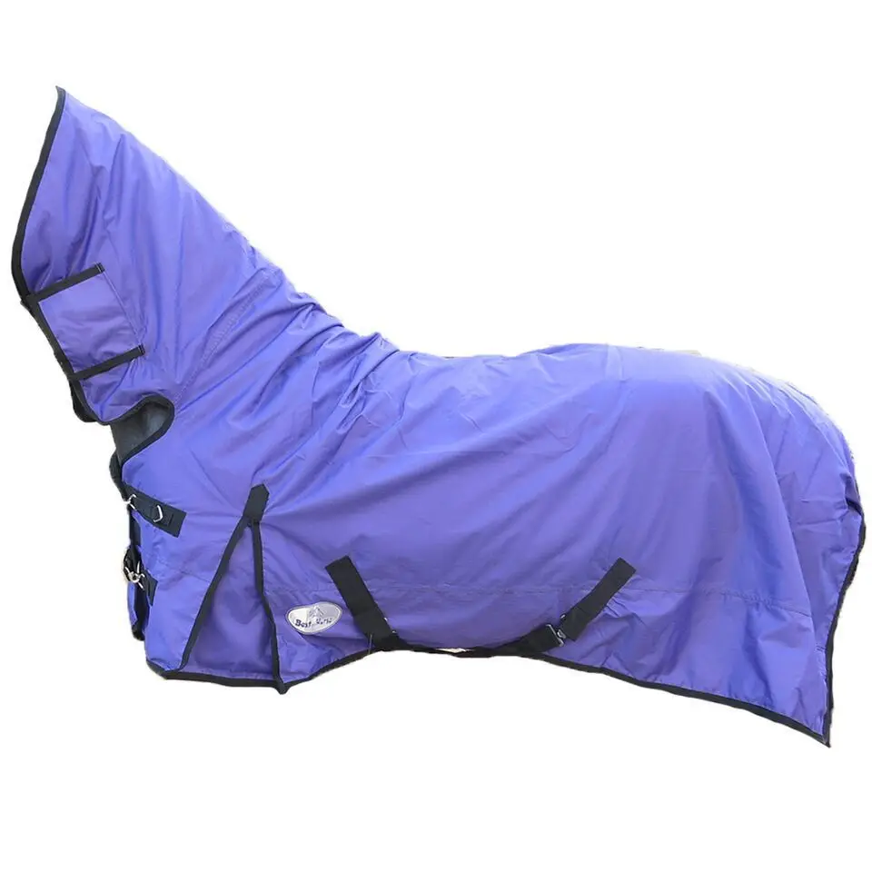 Medium Weight 200g 600D Turnout Rugs for Horses Full Neck Water Proof Fixed Combo with Nylon Lining and Cotton Filling