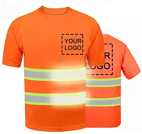 High Visibility Reflective Safety Shirts Custom Your Logo Hi Vis t Shirts Neon Quick Dry Outdoor Work Orange Shirts