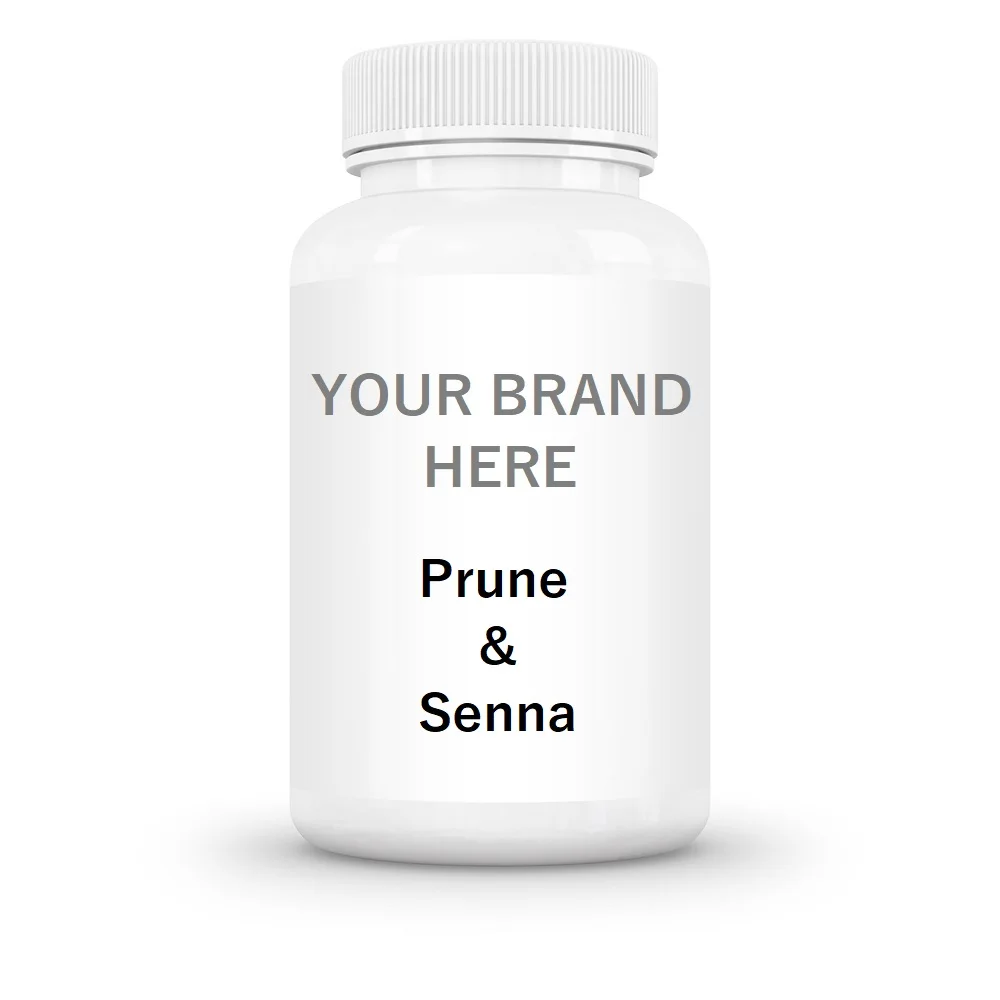 GMPc Prune & Senna Capsules Bottle 60ct Private Label Digestive Supplement