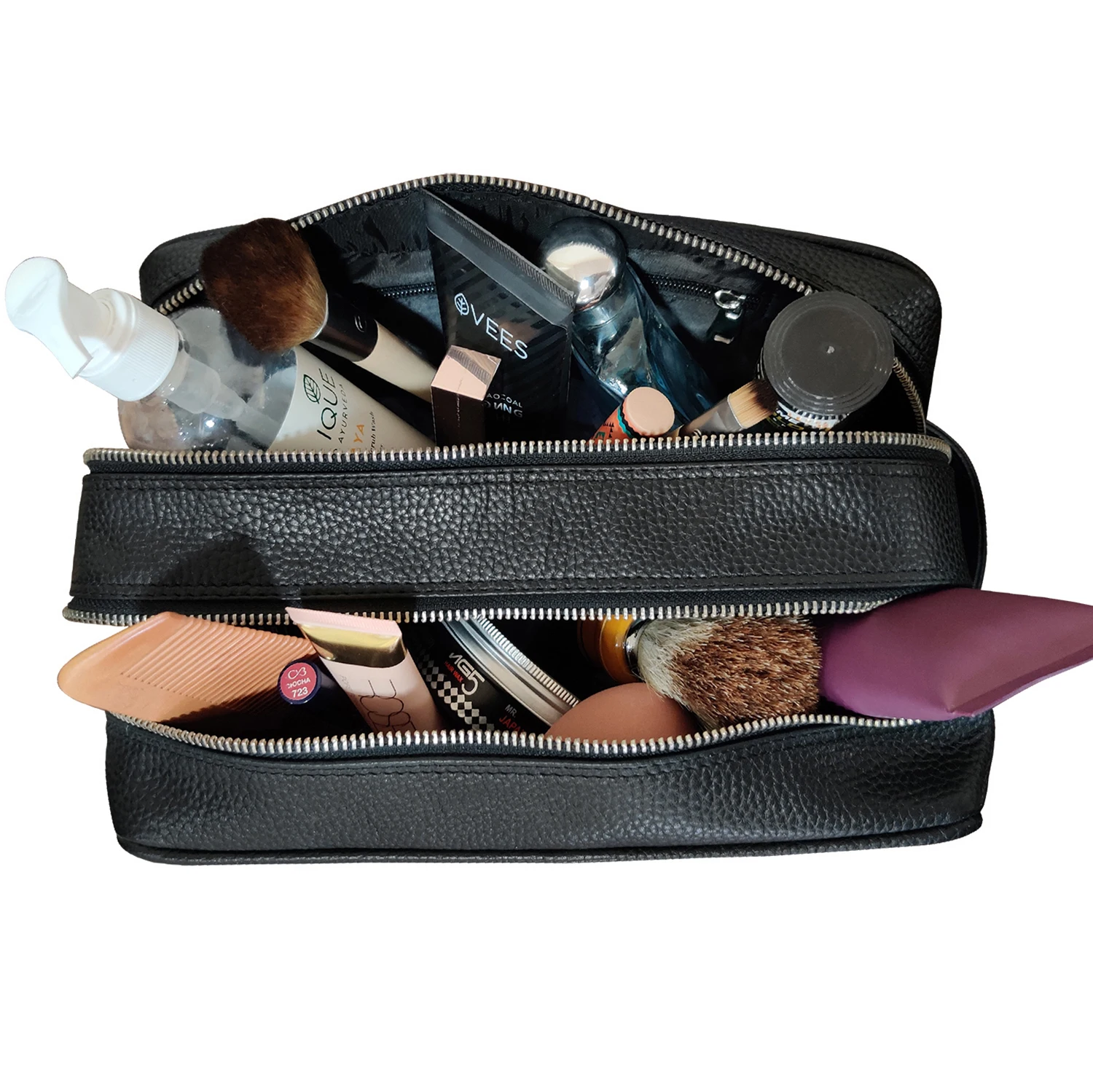 Tiding Vintage Custom Logo Top Grain Leather Dopp Kit Bag Travel Toiletry Make up Cosmetic Wash Bag Men Women for Retail Chain