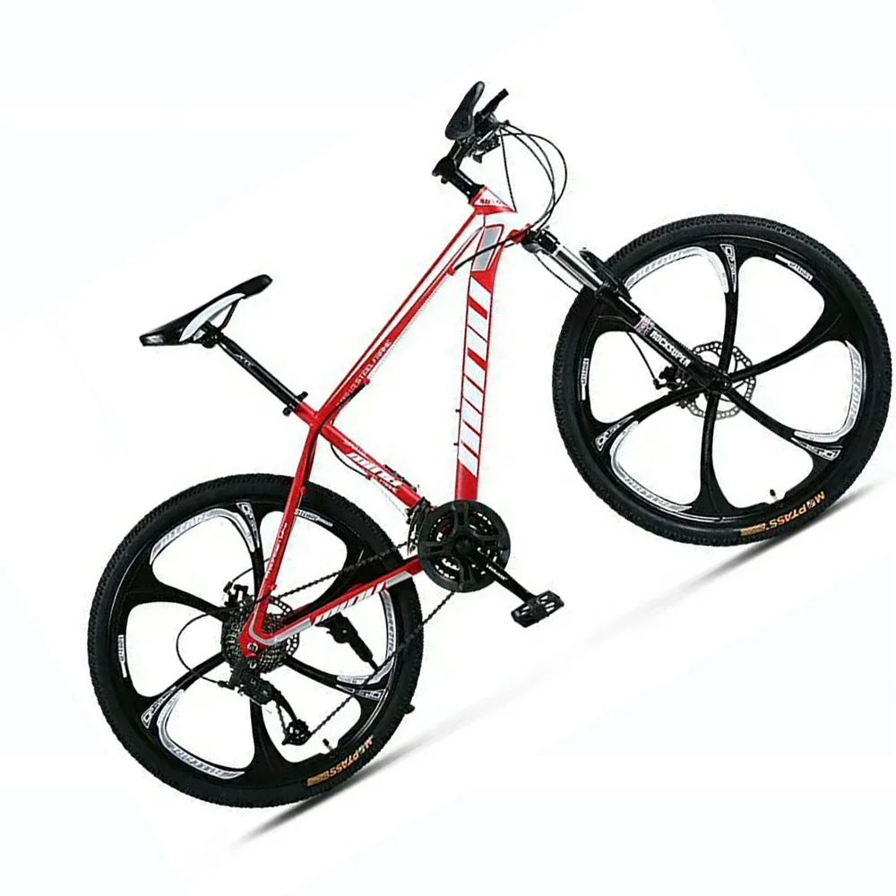 
High-Carbon Steel Frame Red Bicycle Painted Interior Stickers Front Fork Shock Absorption Mountain Bike Top Sale Men Road Sports 