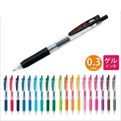 FOR ZEBRA SARASA STA-JJH15 clip 0.3mm Gel Pen 20 Colors  Eco Friendly