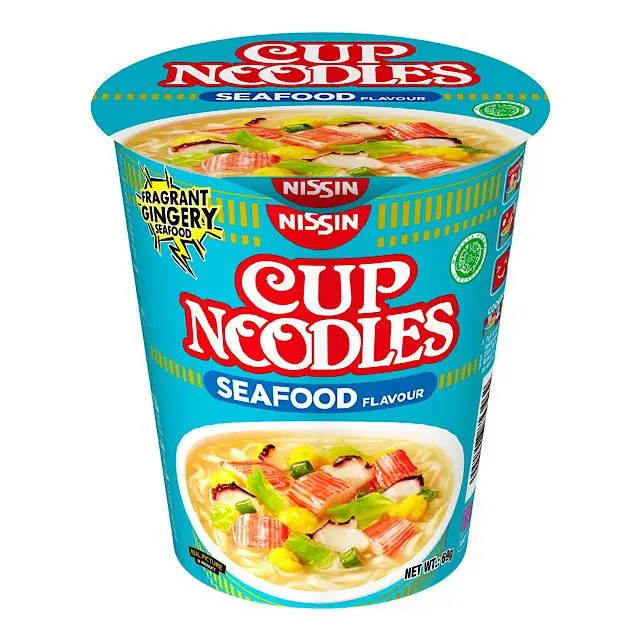 JAPAN TOP BRAND NISSIN BLUE CUP INSTANT NOODLES  SEAFOOD (HALAL) JAPANESE INSTANT NOODLES 70g GINGERY SEAFOOD FLAVOUR