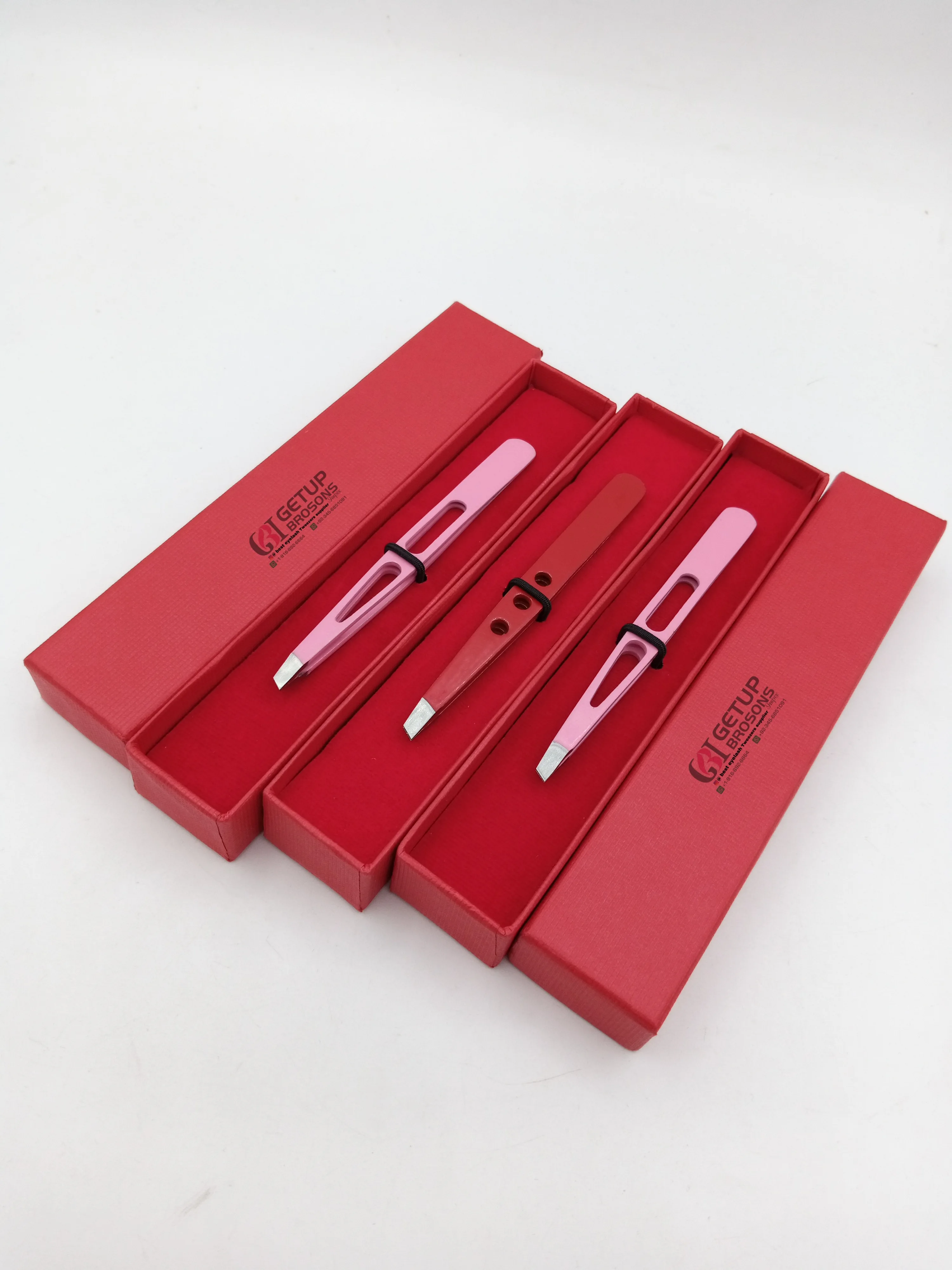 Professional Quality Product Different Colors Powder Coating Eyebrow Extension Tweezers Stainless Steel Silver Tip Beauty Tools