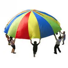 Kids Play Rainbow Parachute For Teamwork Game Team Building Activity Game Parachute Rainbow Play Parachute