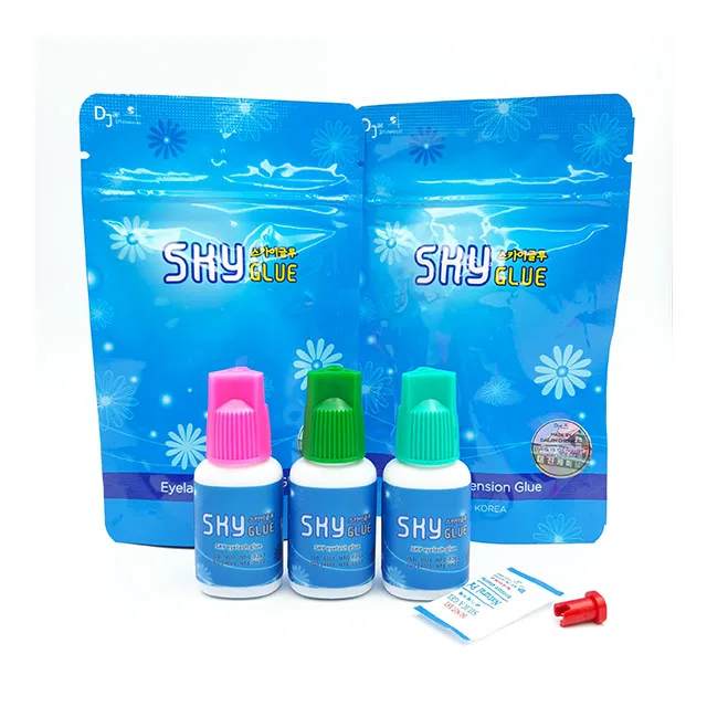 Sky Glue S+ 5ml for Eyelash Extensions Korea Original Sky Glue Blue Cap Fast Dry Long Lasting Lash Glue Adhesive Private Label