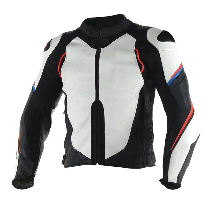 Men Genuine Leather Protective Motorbike Motorsports Racing Perforated Motorcycle Jackets