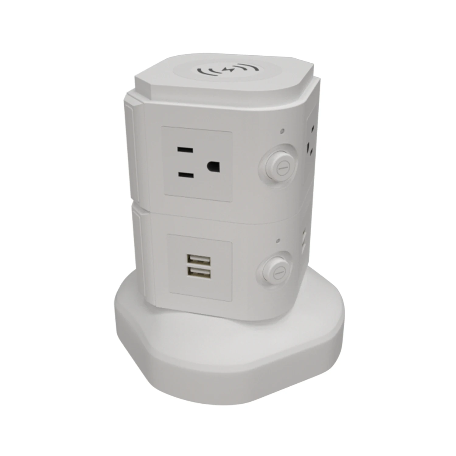 6Ac Us Outlet Qi Wireless Charger Charging Station Surge Protector Smart Tower Power Strip With Usb And Retractable Cord