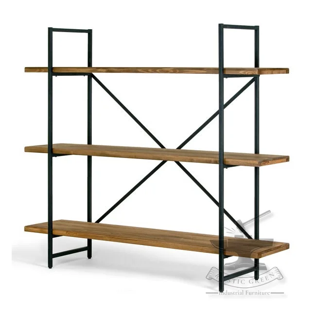 Large Industrial Iron & Wood Bookcase