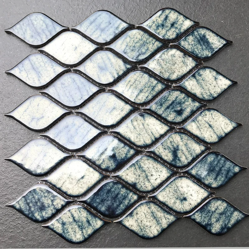 Premium mixed color lantern arabesque ceramic mosaic kitchen floor tile