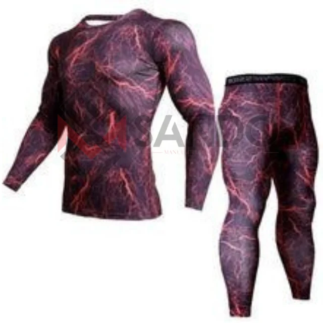 Wholesale High Quality Mens Gym mma rash guard with Custom Logo Design Elastic Waist pants rash guard for men