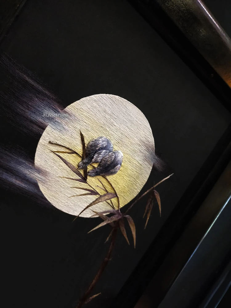 Уникальная Техника картины животные тема свидание под лунным светом две стороны ручная вышивка искусства