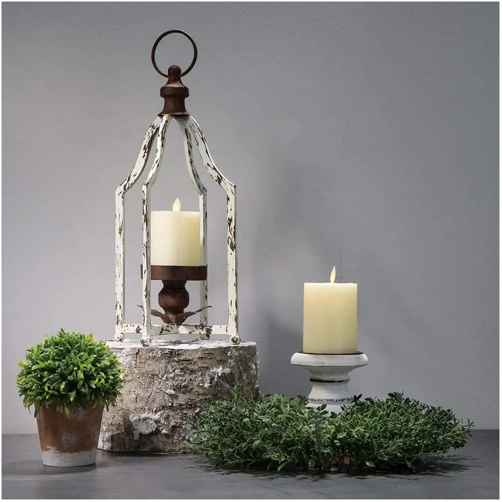 White Metal Lanterns Decorative Hanging Candle Lanterns