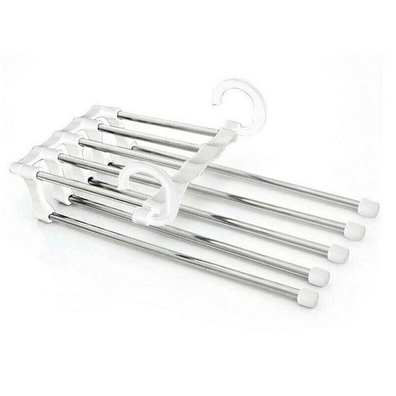 
5 in 1 Pant rack shelves plastic metal magic hangers 