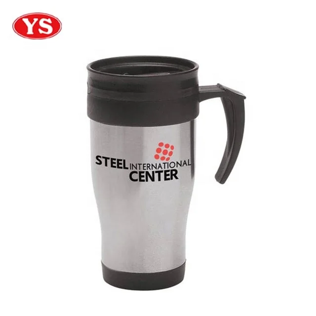 14oz double walled stainless steel drink auto coffee mug with handle