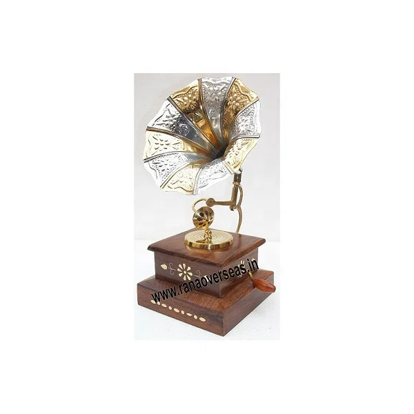 Brass Gramophone With Square Base