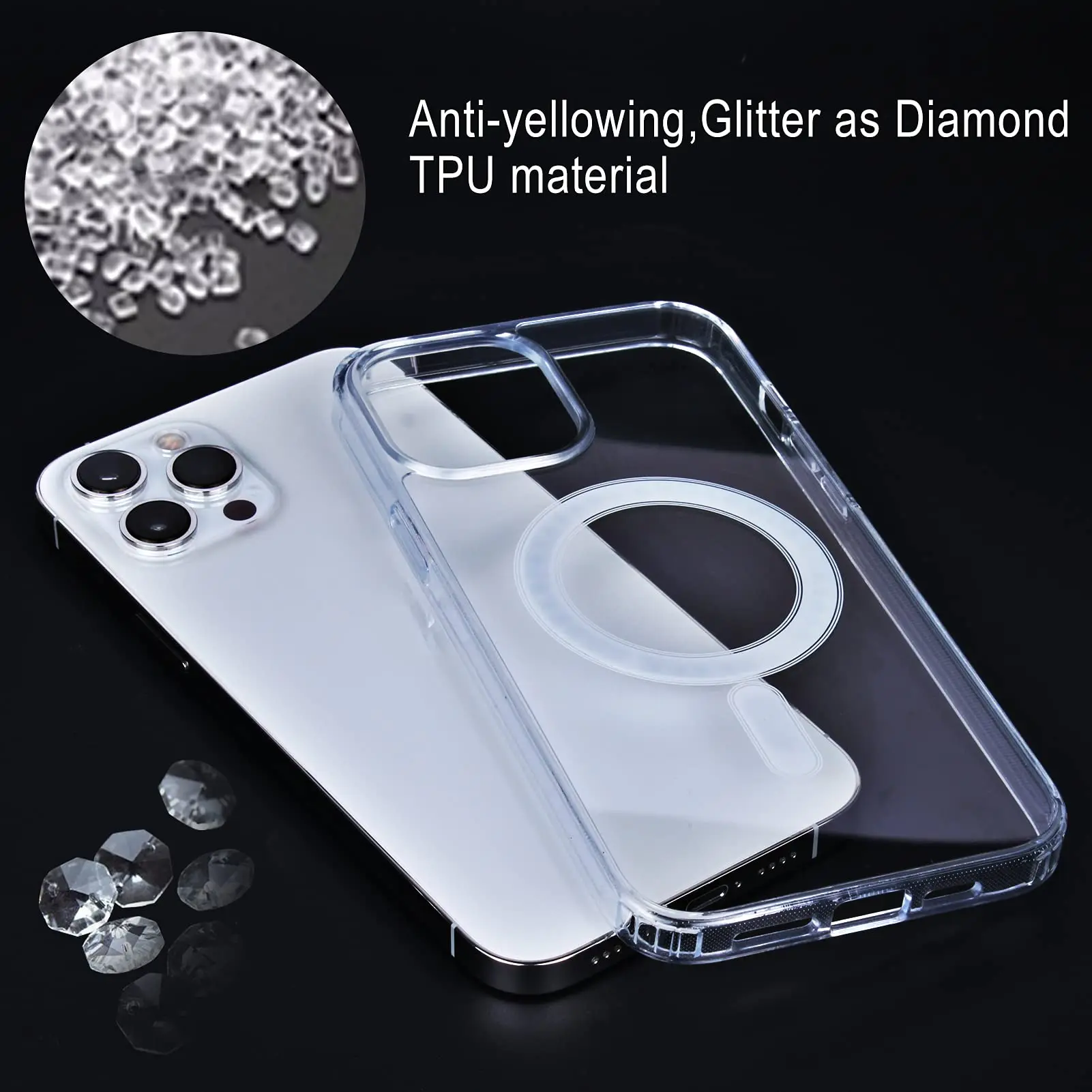 Crystal Clear Magnetic Phone Case For iPhone 13 Pro Max 13 Mini Shockproof Mobile Phone Accessories TPU PC Magnetic Back Cover