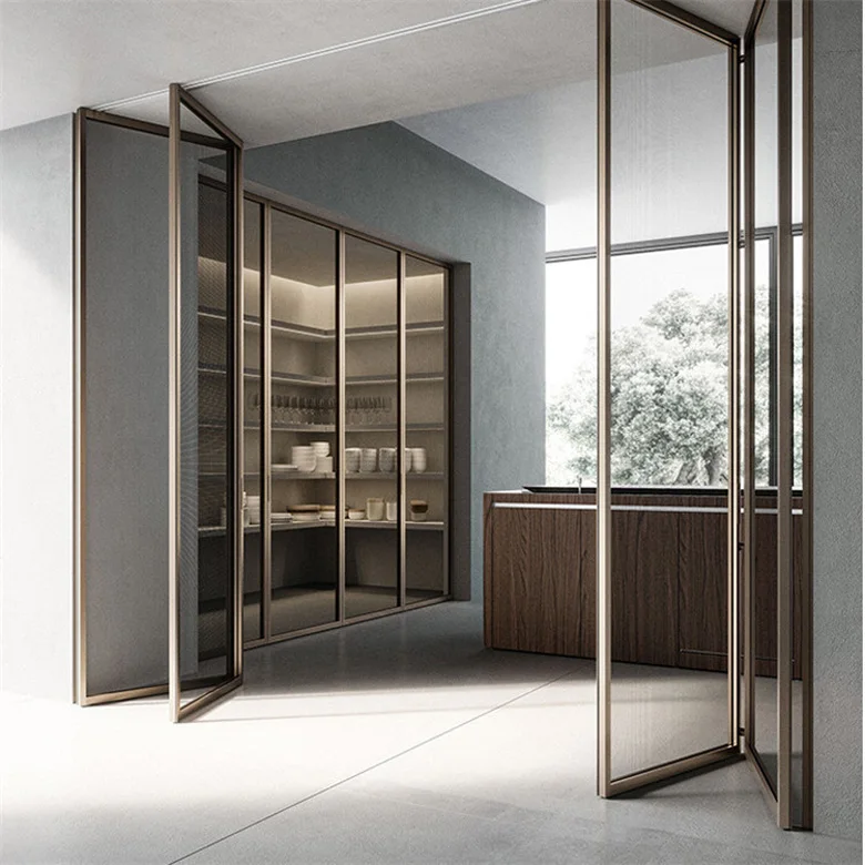 Custom Windproof Interior Bi-Fold Doors Double Glazing Folding Door Aluminium Bifold Doors