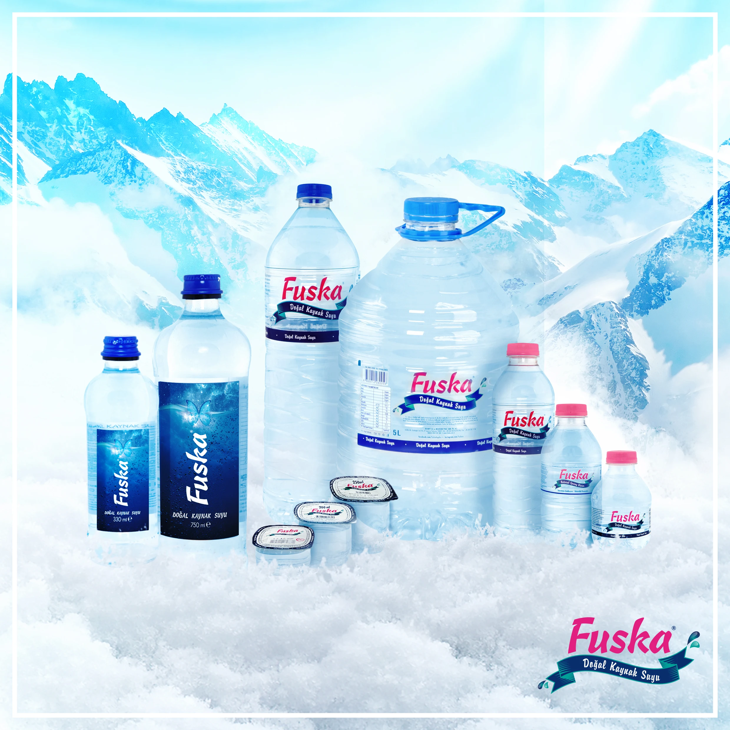 
Fuska Natural Spring Water plastic water bottle with soft bottled water 