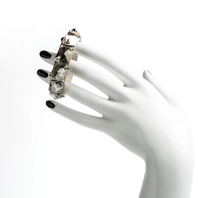 White calf and white crystals evening bracelet