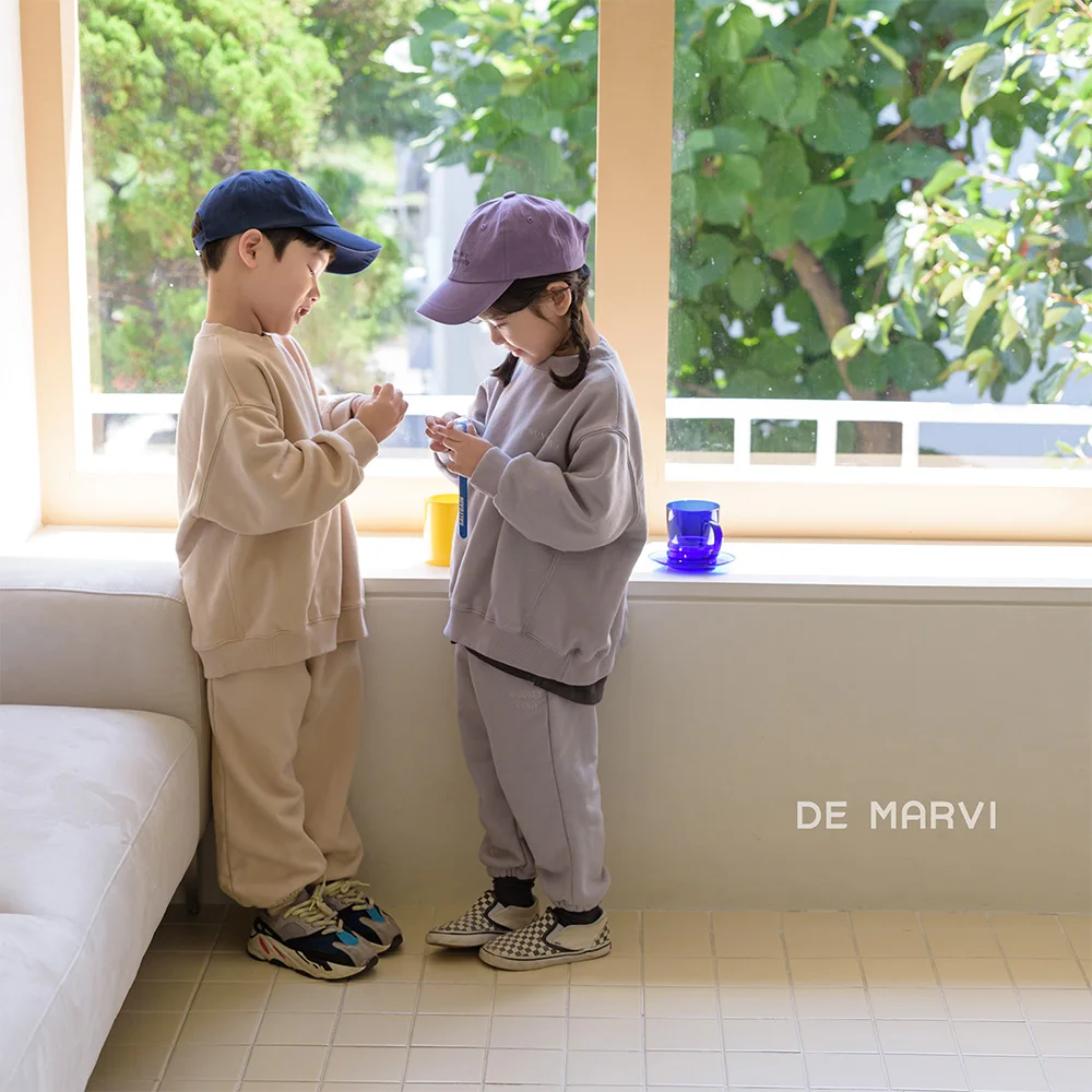 DE MARVI Kids Toddler Terry Basic Sweatpants Girls Boys Jogger Pants Clothes Wholesale Korean Manufacturer MADE IN KOREA
