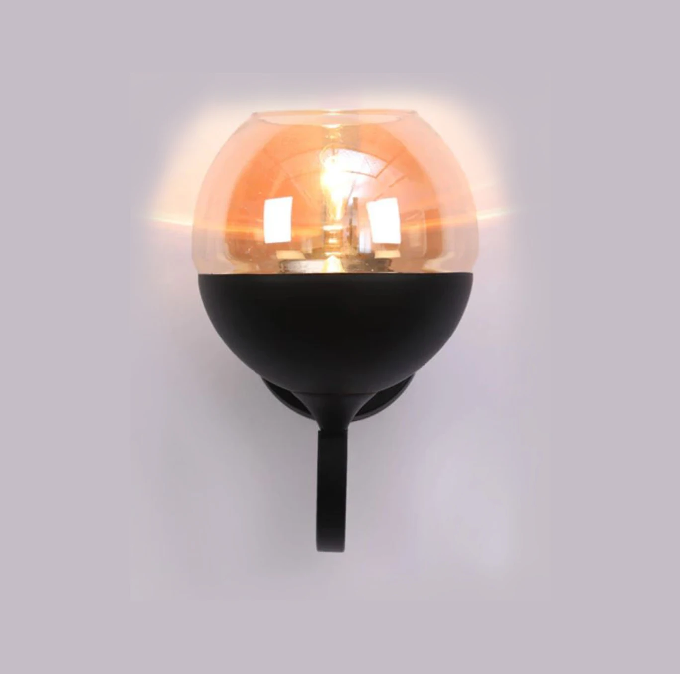 
 Современный настенный светильник из прозрачного стекла, черное металлическое настенное бра для внутреннего и наружного декора  