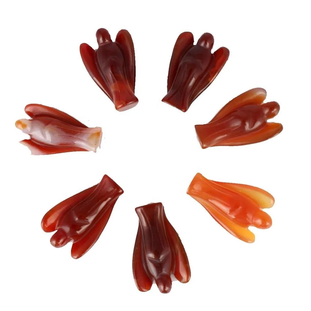 crystal angel Natural Red Carnelian stone angel Carved Natural Stone Figurine Jade Crystals angel Carved Polished