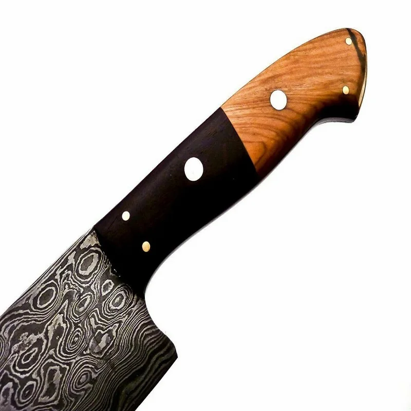 
Hand Made Damascus Steel Craft Chef Knife For kitchen use hand forge knife with leather sheath fixed blade CK-10 With leather 